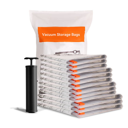 Wevac Combo Vacuum Storage Bag (3 Jumbo, 3 Large, 3 Medium, 3 Small) | Space Saver with Handheld Pump | Double Zip Seal | Special-Grip Clip | Ideal for Clothes, Blanket Compression and Travelling
