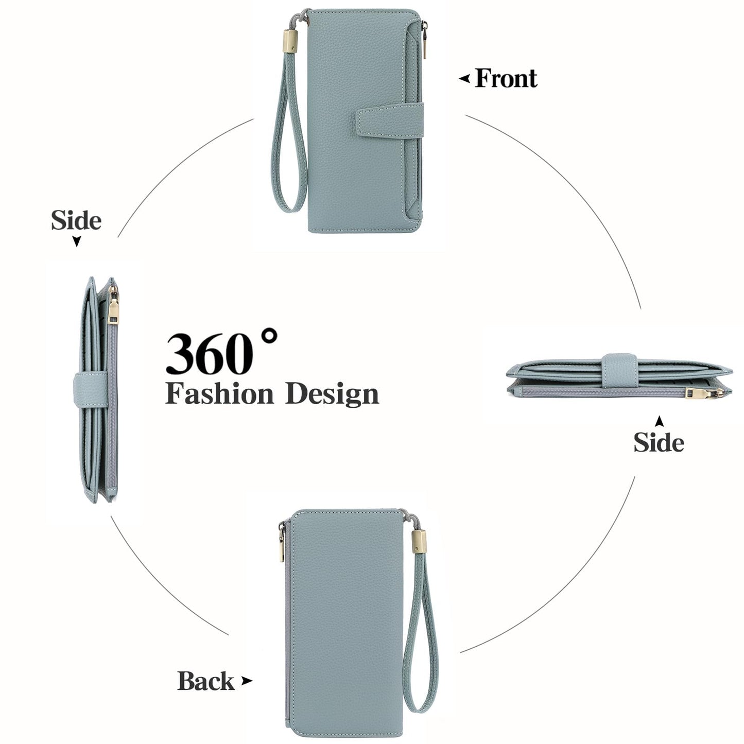 GAEKEAO Women Wallet RFID Blocking Leather Bifold Compact Card Holder Ladies Travel Wallet Purse, Large Capacity Wristlet