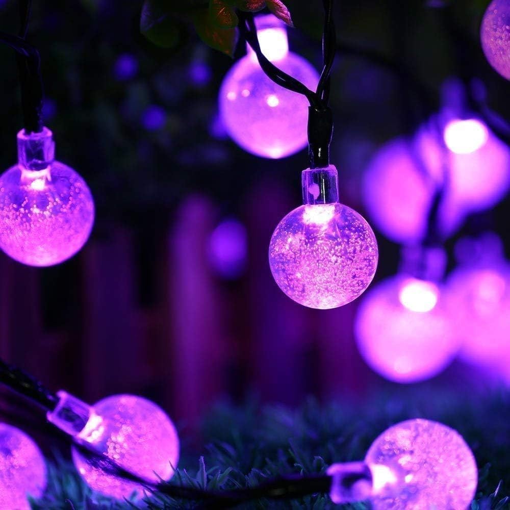 Toodour Solar String Lights Outdoor, 56ft 100 LED Globe String Light with 8 Mode, Waterproof Crystall Ball Lights Solar Patio Lights for Garden, Lawn, Patio, Gazebo, Yard, Outdoor Decor - Purple