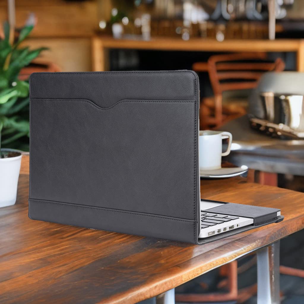 TYTX Compatible with MacBook Pro 14 Inch Leather Case 2025 2024 2023 2022 2021 Release M5 A3434 M4 A3112 A3185 A3401 M3 A2918 A2992 M2 A2779 M1 A2442, Protective Folio Book Cover, Black