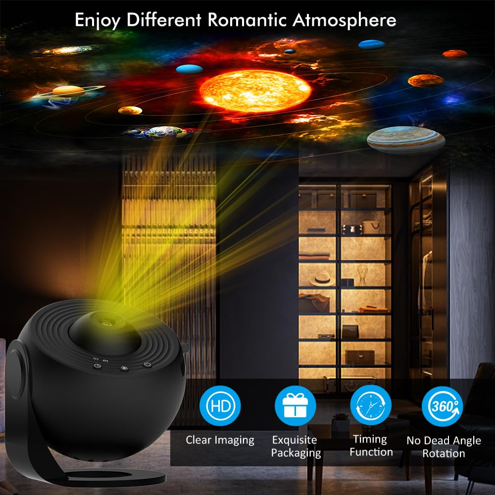 Galaxy Projector for Bedroom,13 in 1 Planetarium Star Projector with Solar System & Constellation,Ceiling Night Light with Timer,LED Space Galaxy Lamp Bedroom Room Decor for Adults Kids