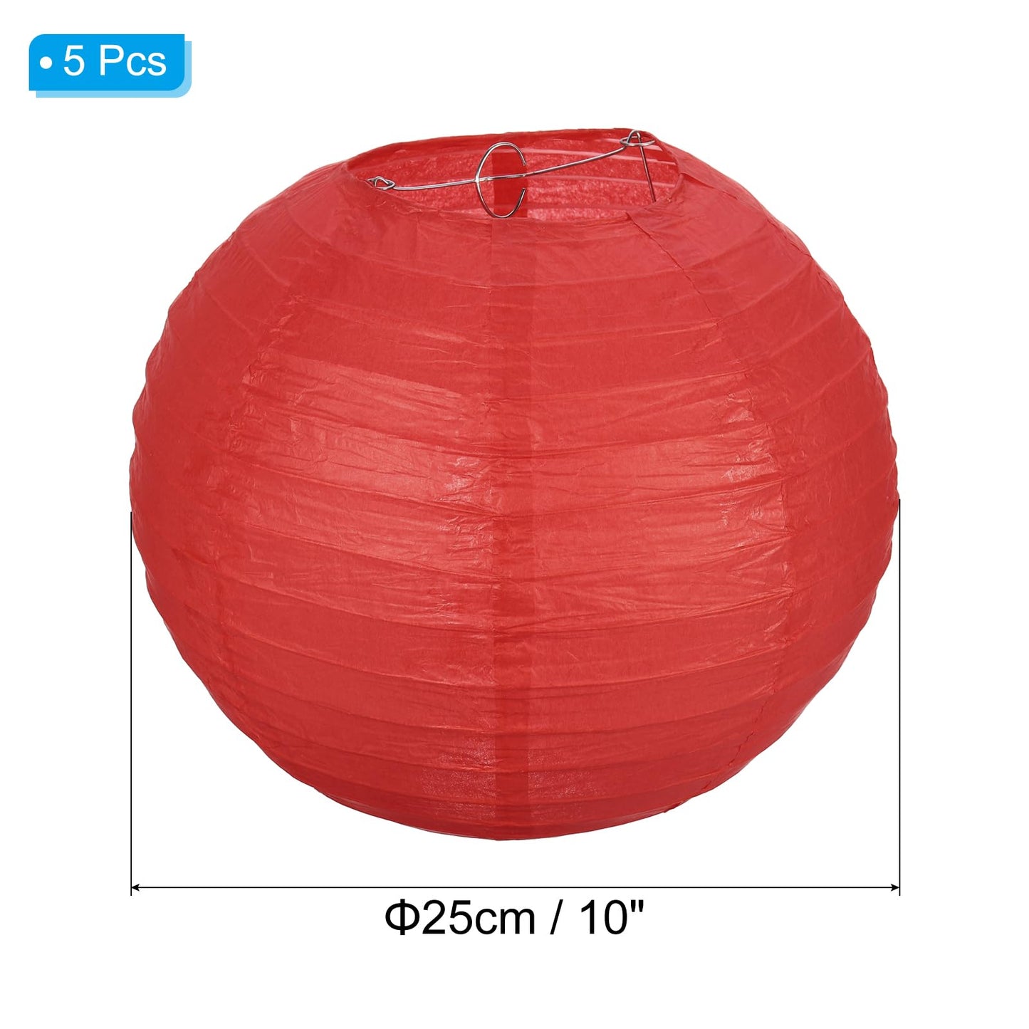 PATIKIL 10" Paper Lanterns, 5 Pcs Round Hanging Chinese/Japanese Lantern Decoration for Home Birthday Party Wedding Christmas Classroom Decor, Dark Red