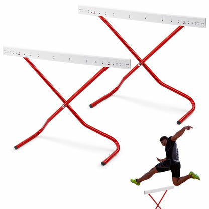 Jenaai 2 Set Adjustable Height Hurdles Training Equipment, Sports Track and Field Equipment, Portable Adjustable Hurdles, Practice Training from 6 to 42 Inch, Including Ropes to Secure