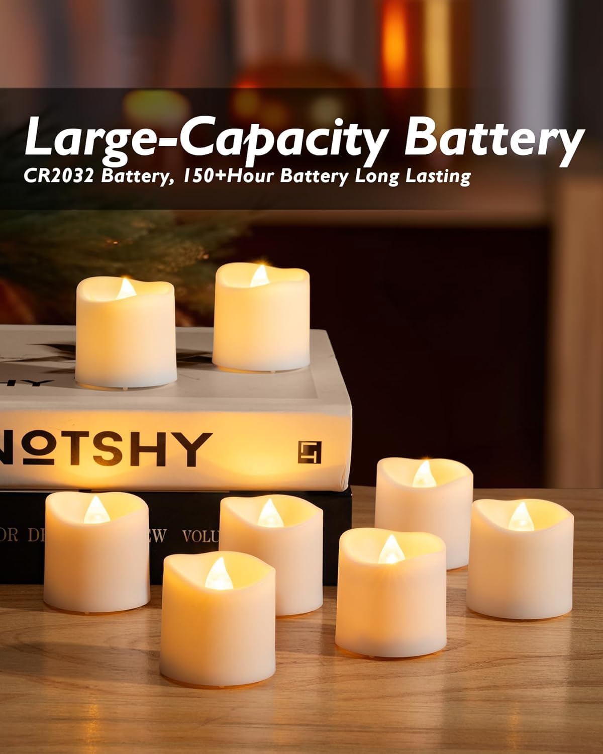 Homemory 24Pack Timer Flameless LED Votive Candles, Long Lasting Battery Operated Tea Light with Timers, 6 Hours On and 18 Hours Off Cycle Automatically for Wedding, Table Decorations (Warm White)