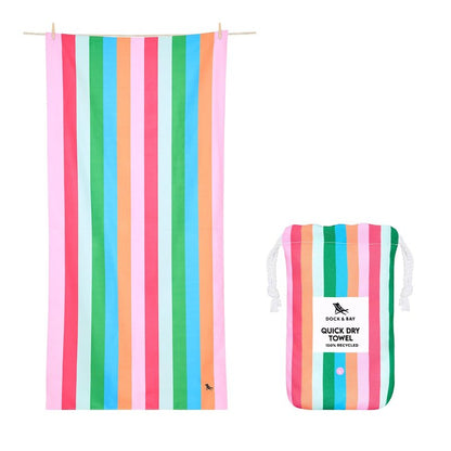 Dock & Bay Beach Towel - Quick Dry, Sand Free - Compact, Lightweight - 100% Recycled - Includes Bag - Tutti Frutti - Extra Large (200x90cm, 78x35)
