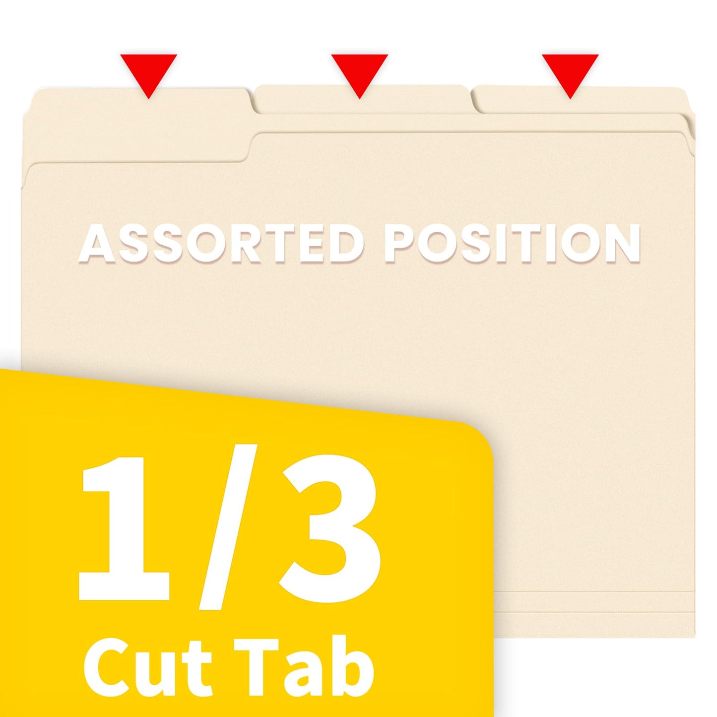 SUNEE Manilla Folders Letter Size (8.5 x 11 inches),100 Per Box, 1/3 Cut Tab for Easy Labeling and Organization, Durable Standard Paper for Home, Office, School Filing