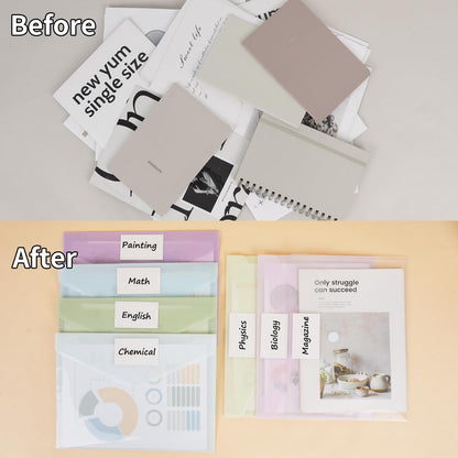 EOOUT 30pcs Plastic Envelopes, Plastic File Folders for Documents, Hook & Loop Closure Poly Folders with Label Pocket A4 Size for School and Office Supplies