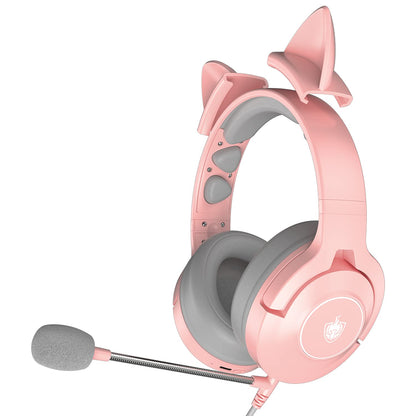 PHOINIKAS PS4 Gaming Headset for PS5, PC, Switch, Q9 Over Ear Gaming Headphones with Detachable Mic, Wireless Bluetooth 5.3 Music Headphones only for Phone/Laptop/Table (Pink)