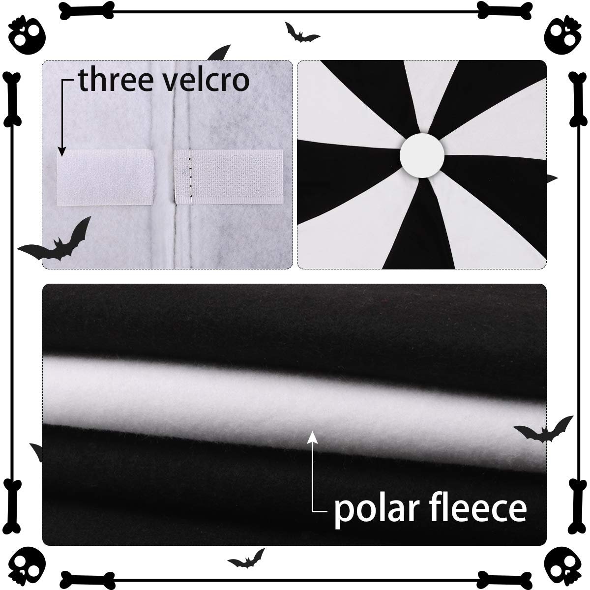 yuboo Black and White Tree Skirt, 48" Large Lollipop Tree Skirt for 6-7.5 FT Artificial Trees, Halloween Christmas Tree Decorations Ornaments, Spring Easter Holiday Party Xmas Tree Mat