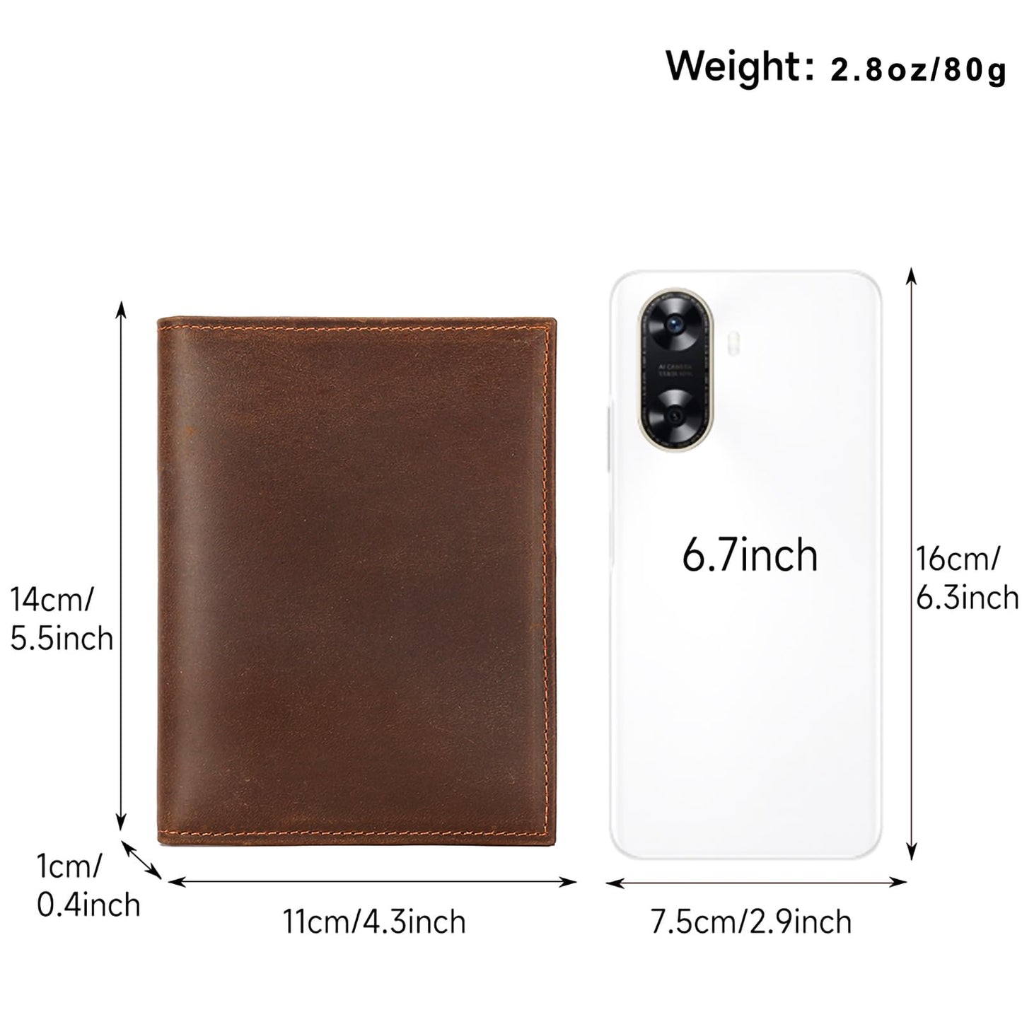 HIDO RFID Passport Holder for Men, Slim Leather Travel Wallet with Airtag Slot & RFID Blocking