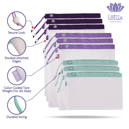 Lotus Produce Bags Reusable produce bags Eco-Friendly Mesh Produce Bags For Groceries
