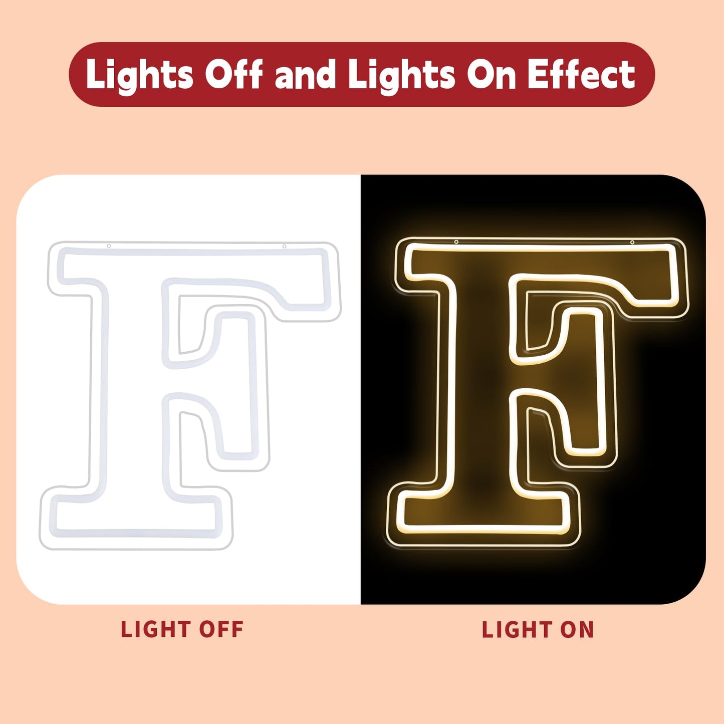 RumonZS Light Up Letters F LED Letters Lights Neon Sign 26 Alphabet 11.4"Decorative Lighted Alphabet for Wedding Party Birthday Bar Christmas Home Decor Letter Lights (Warm White)