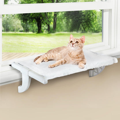 Zoratoo Window Sill Mount Cat Perch for Indoor Cats, One-Step Sliding Clamping Slot Adjustment Cat Hammock with Washable Cover, No Suction Cups Pet Bed for Windowsill & Bedside (XL)