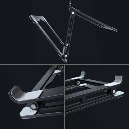 Laptop Stand for Desk - Adjustable Laptop Holder, Portable Laptop Riser with Multi-Angle Height Adjustable Computer Stand for MacBook Air/Pro and More Notebooks 10-17.3" - Grey