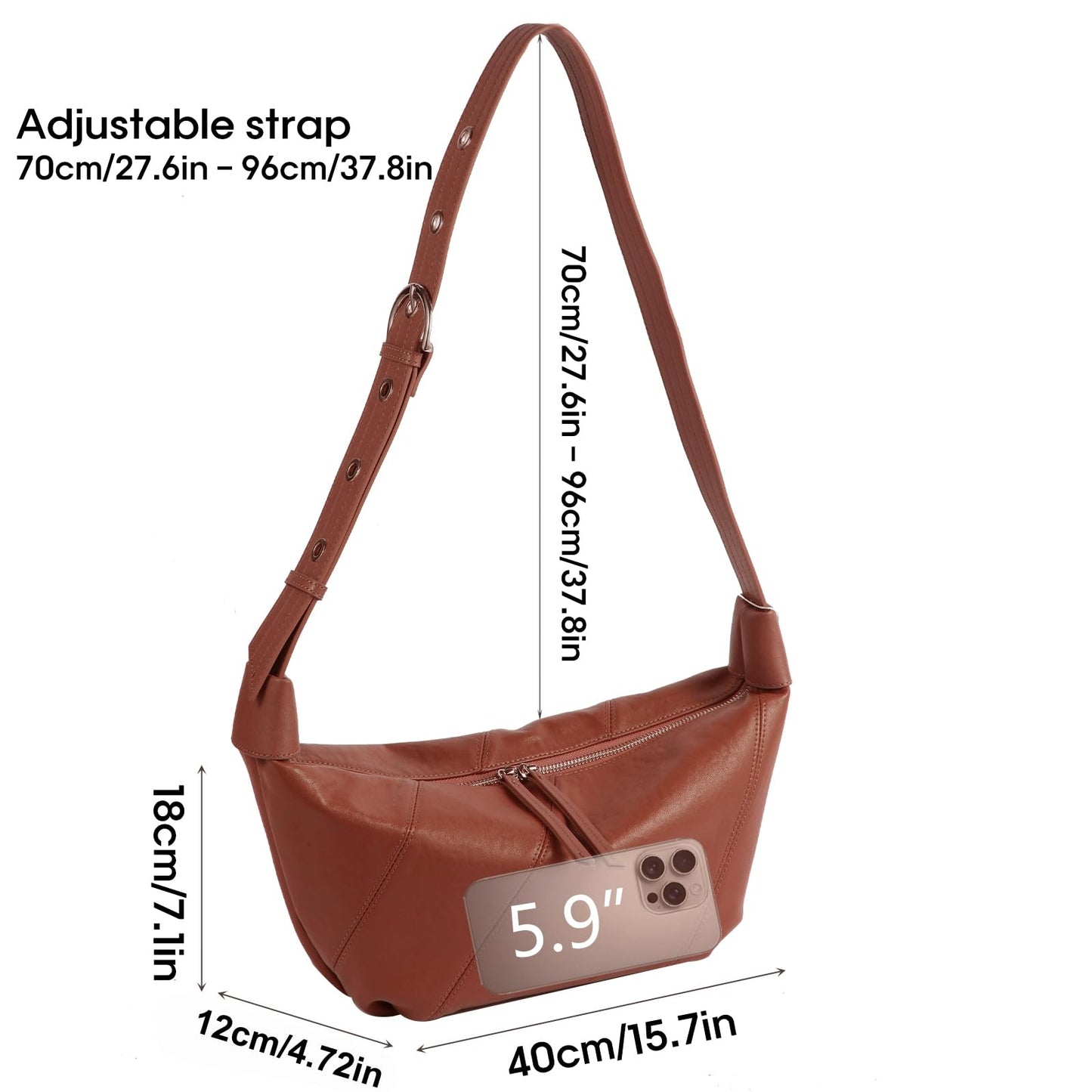 Swgsdh&Hyls Genuine Leather Bags for Women,Hobo Shoulder Bags with Adjustment Strap,Fashion Ladies Crossbody Purse, Casual Satchel (Walnut)