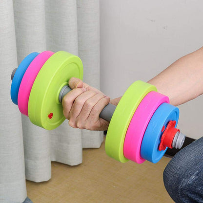 Kids Workout Dumbbell Weights Set - Toddler Toy Gym Equipment for Pretend Play Lifting, Exercise & Fitness - Adjustable Fill with Sand or Water (2 Pack)