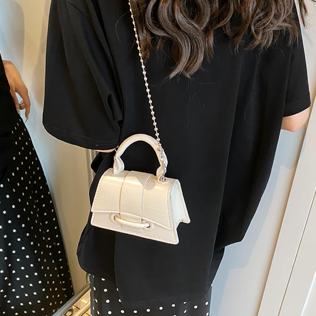 Mini Crossbody Bags Women's Y2K Purses Top Handle Crossbody Bag Clutch Shoulder Handbag for Cocktail Party Prom Wedding White