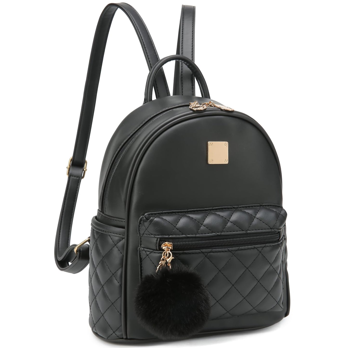 Barsine Girls Fashion Mini Backpack Purse Small Cute Plaid Leather Women Backpacks Little Bag (Black)