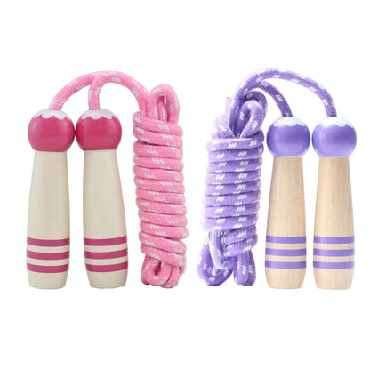 Jump Rope Kids, 7ft Adjustable Cotton Skipping Rope with Wooden Handle for Boys and Girls Fitness Outdoor Exercise