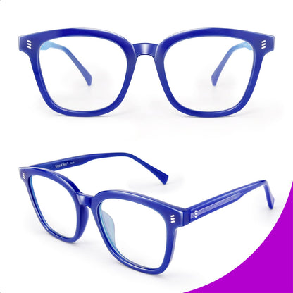 VISOONE Square Classic Blue Light Blocking Glasses with Non Prescription Anti Glare For Women and Men NOE