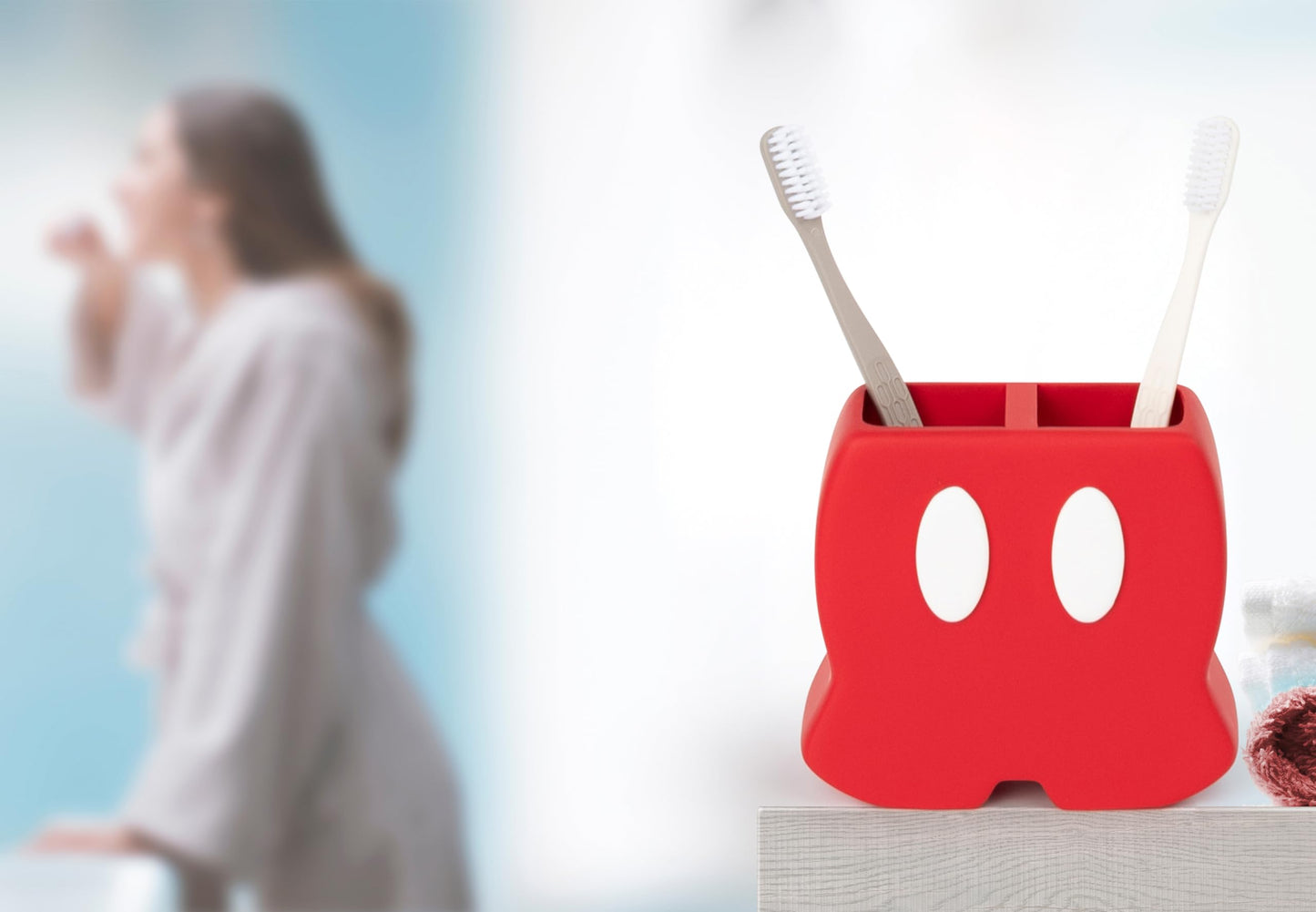 Jay Franco Disney Mickey Mouse Toothbrush Holder - Red Resin Pencil Holder - Bathroom Storage