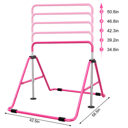 Tepemccu Expandable Gymnastics Bars, Adjustable Height Gymnastic Horizontal Bars, Children Folding Training Bar for Kids