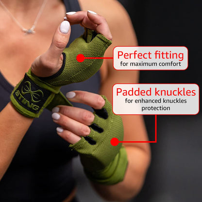 STING Elasticized Quick Boxing Hand Wrap Gloves, Boxing Equipment for MMA Competition and Training, Teal Blue, S