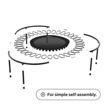 bellicon Mini Trampoline 49'' (Yellow) | Bungee Suspension up to 330 lbs | Indoor Fitness Rebounder for Adults | Foldable Legs