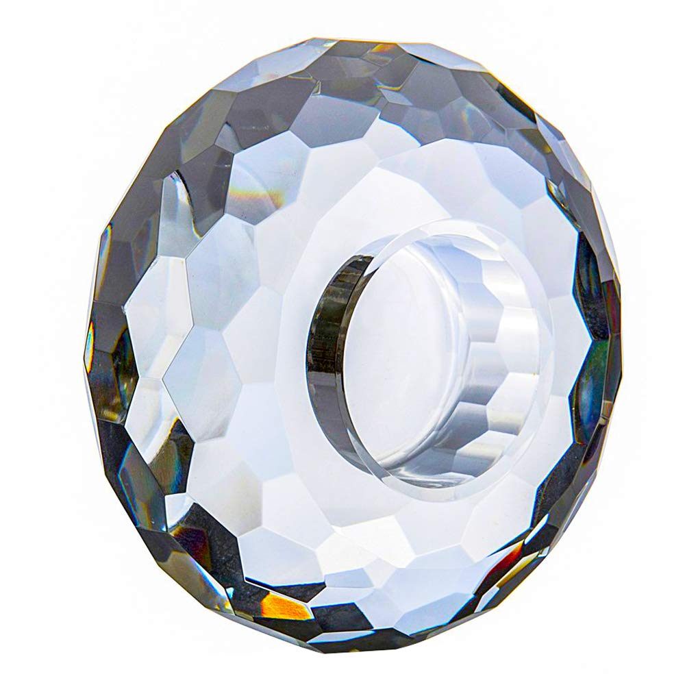 Donoucls Crystal Tealight Candle Holders, Handmade Cut Crystal Candle Holder Banquet Decorations for Home 3.2" Diameter x 1.6" High Set of 2
