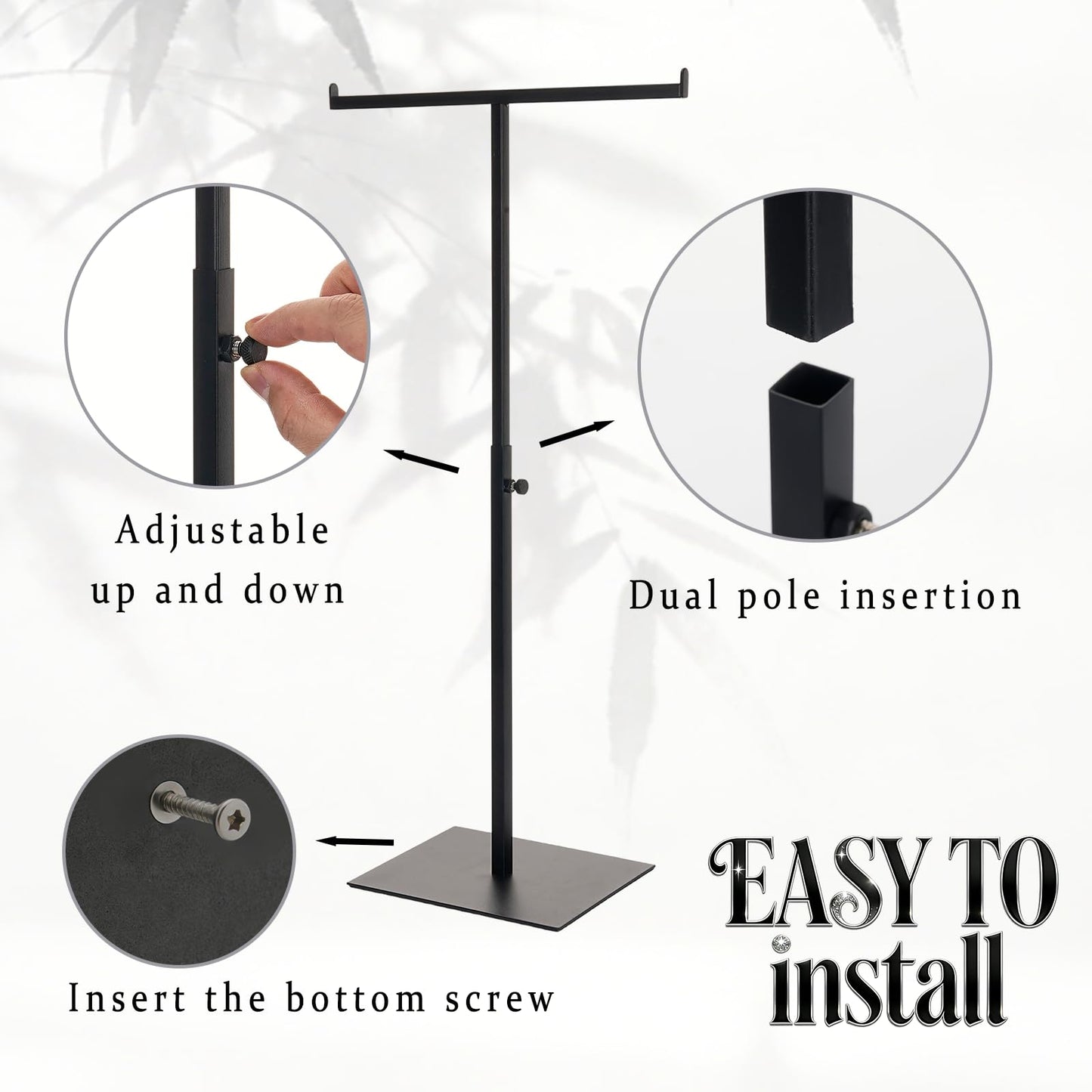 Purse Display Stand Jewelry Towers - 2 Pack Purse Stand Handbag Bag Display Black Tabletop Stainless Steel Hook Hanging Jewelry Stands for Necklaces Organizer Adjustable Height Home Store Boutique