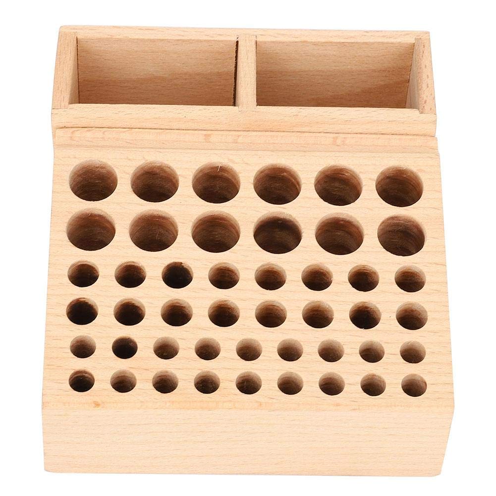 Eatbuy Leather Tool Holder, 48 Holes Wooden Leather Craft Tool Stand with 2 Slots, Solid Beech Rack Stand Organizer, Storage Case for Leathercraft Punch & Styling Tools