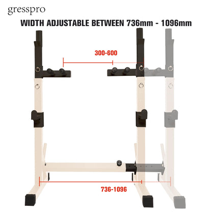 Gresspro Gresspro Barbell Rack Stand with Dip Bar Attachment - Multifunctional Adjustable Squat Rack, Heavy-Duty Dumbbell Rack, Strength Training Dip Station, Home Gym Equipment Max Load 550lbs