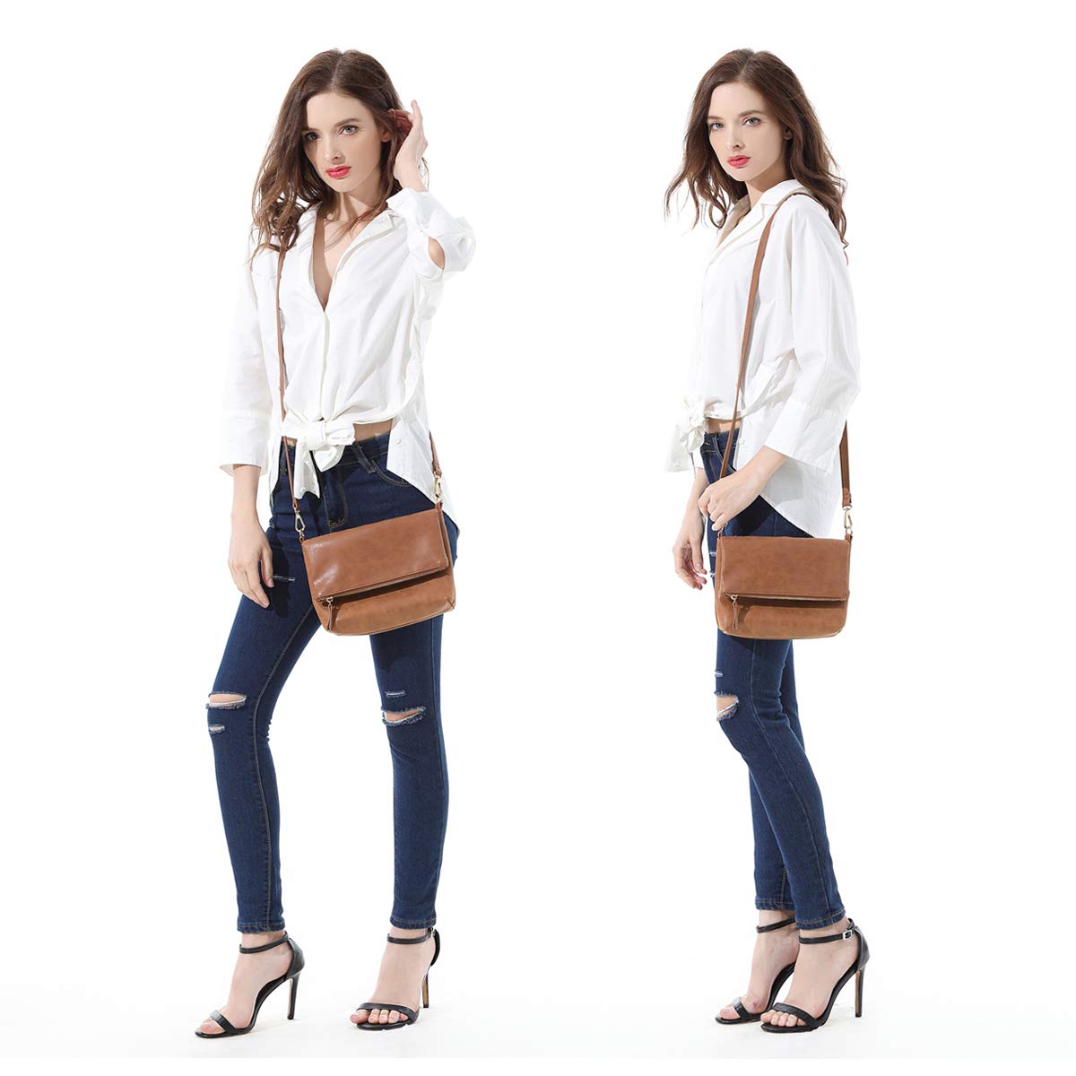 Gladdon Small Crossbody bags for Women Cross body Purse Shoulder Bag Brown