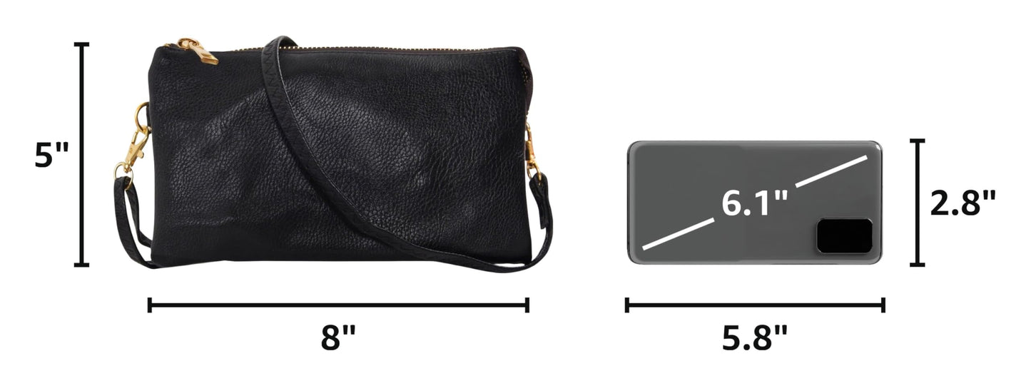 Humble Chic NY Black Wristlet Purses for Women - Small Black Crossbody Purse, Vegan Leather Wristlet Wallets for Women, Small Phone Wallets, Dressy Evening Handbags, Vegan Leather Crossbody Bag