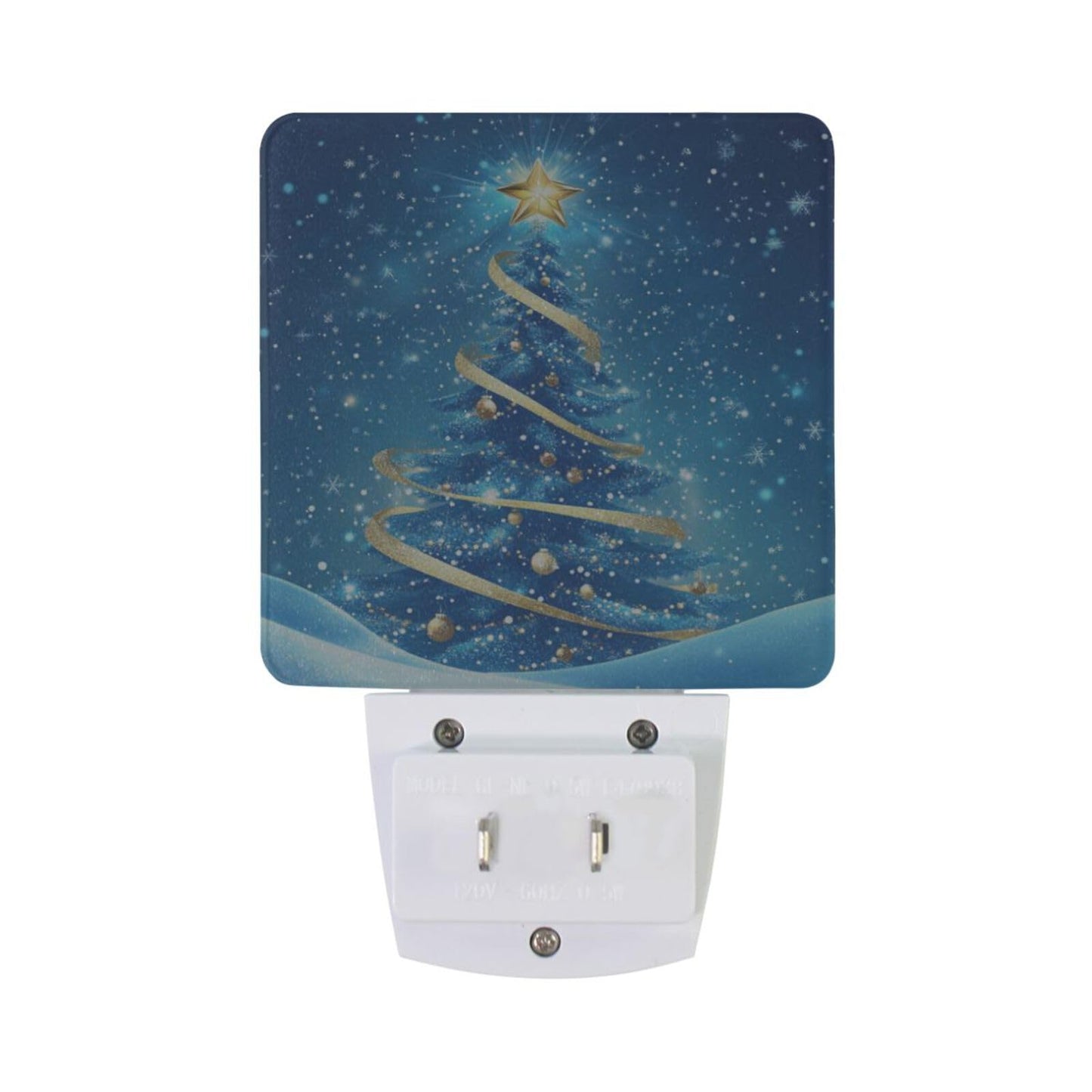 Aslsiy Night Light for Kids Blue Snow Christmas Tree Plug in Wall Lamp LED Dusk to Dawn Sensor Energy Saving Nightlight for Boys Girls Men Women