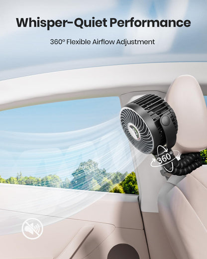 SHEWIND Stroller fan, 4000mAh Portable Battery Operated Smal Clip on Fan, 4 Speed Rechargeable Mini Personal Cooling, Travel for Baby Car Seat Crib (Black)