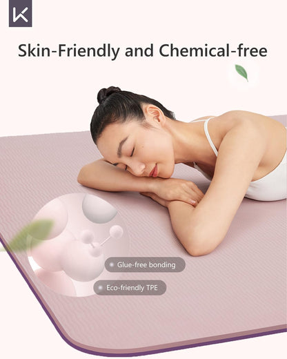 KEEP Yoga Mat 7mm Thick Non Slip - Extra Cushion TPE Exercise Mat for Home Workout & Pilates, Eco Friendly Knee Protection, 72"x24" Large Fitness Mat with Carrying Strap,pink