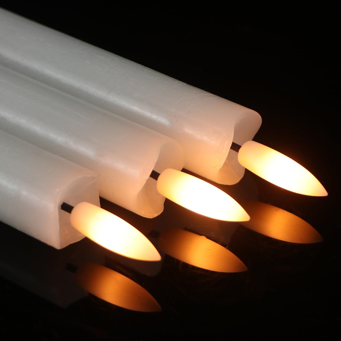 KunSwenn Taper Candles Battery Operated, Flameless Taper Candles with Remote Timer, White Real Wax LED Flameless Candlesticks for Christmas Home Decor(Set of 3, 0.78” x 9.65”)