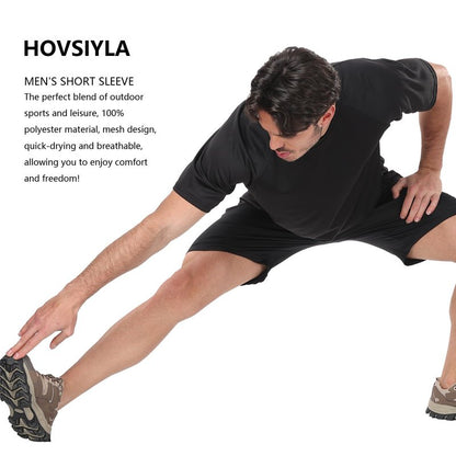 HovSiyla 5 Pack Running Shirts Men Sport Tops Dry Fit Gym Wicking Athletic T Shirts Breathable Cool Workout Shirts Black S