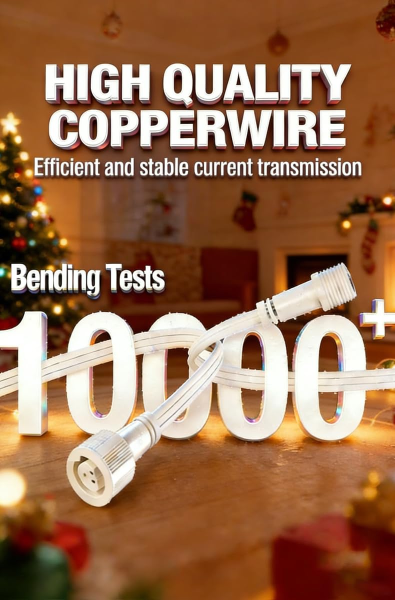 Extension Cable for Permanent Outdoor Lights (1 Male to 2 Female) Y-Shaped Compatible with ASAHOM S1070 S1080 S108B S108C S108D S108E/F, S107B S107C S107D S107E/F Y-Splitter Power Cord 5.9FT(White)