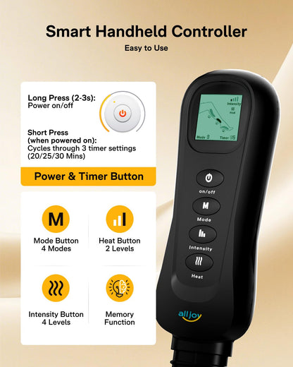 ALLJOY Father-s Day Gift-s for Dad Men, Leg Massager with Heat and Compression, Sequential Leg Compression Massager Boots w/ 2 Heat 4 Mode 4 Intensity, Leg Massager for Circulation and Pain Relief FSA
