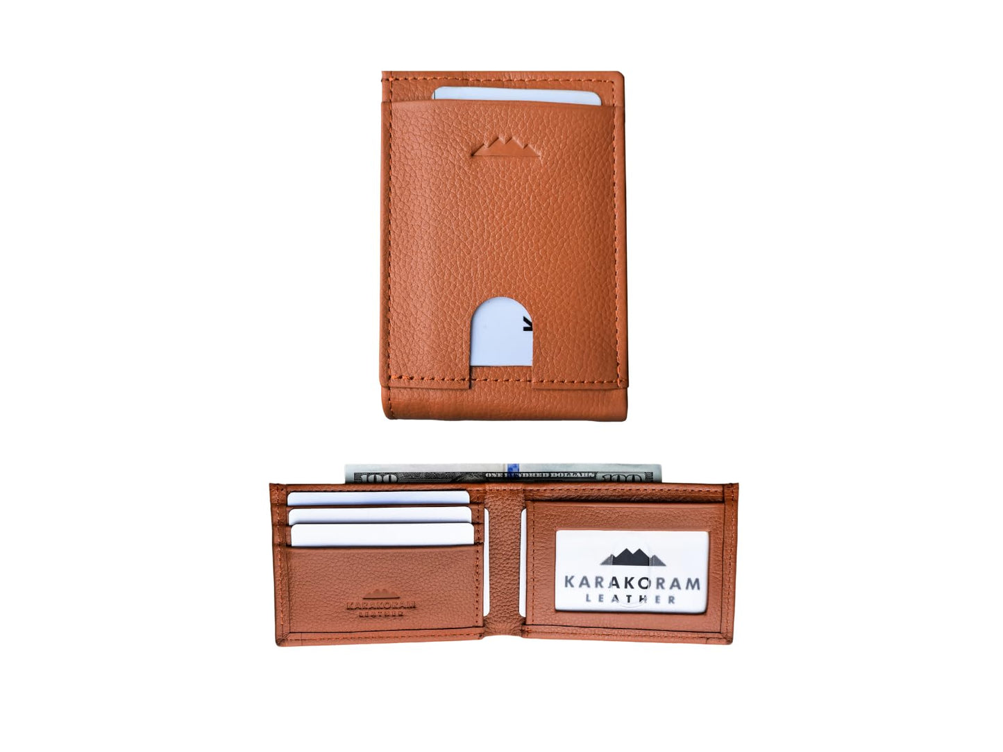 KARAKORAM LEATHER Slim BiFold Wallet for Men | Premium Cowhide Leather | Artisan Made | RFID Blocking | 12-14 Cards with 2 Quick Access Slots | Front Pocket Everyday Carry (Sandstone Tan)