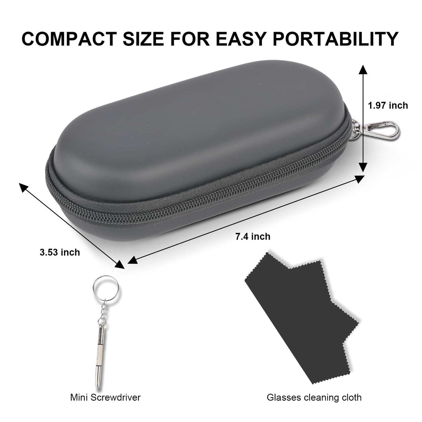 popolov Double Glasses Case,Dual Eyeglasses & Sunglasses Organizer with Clip Zipper Closure for Travel 2 Pairs Storage Box Black