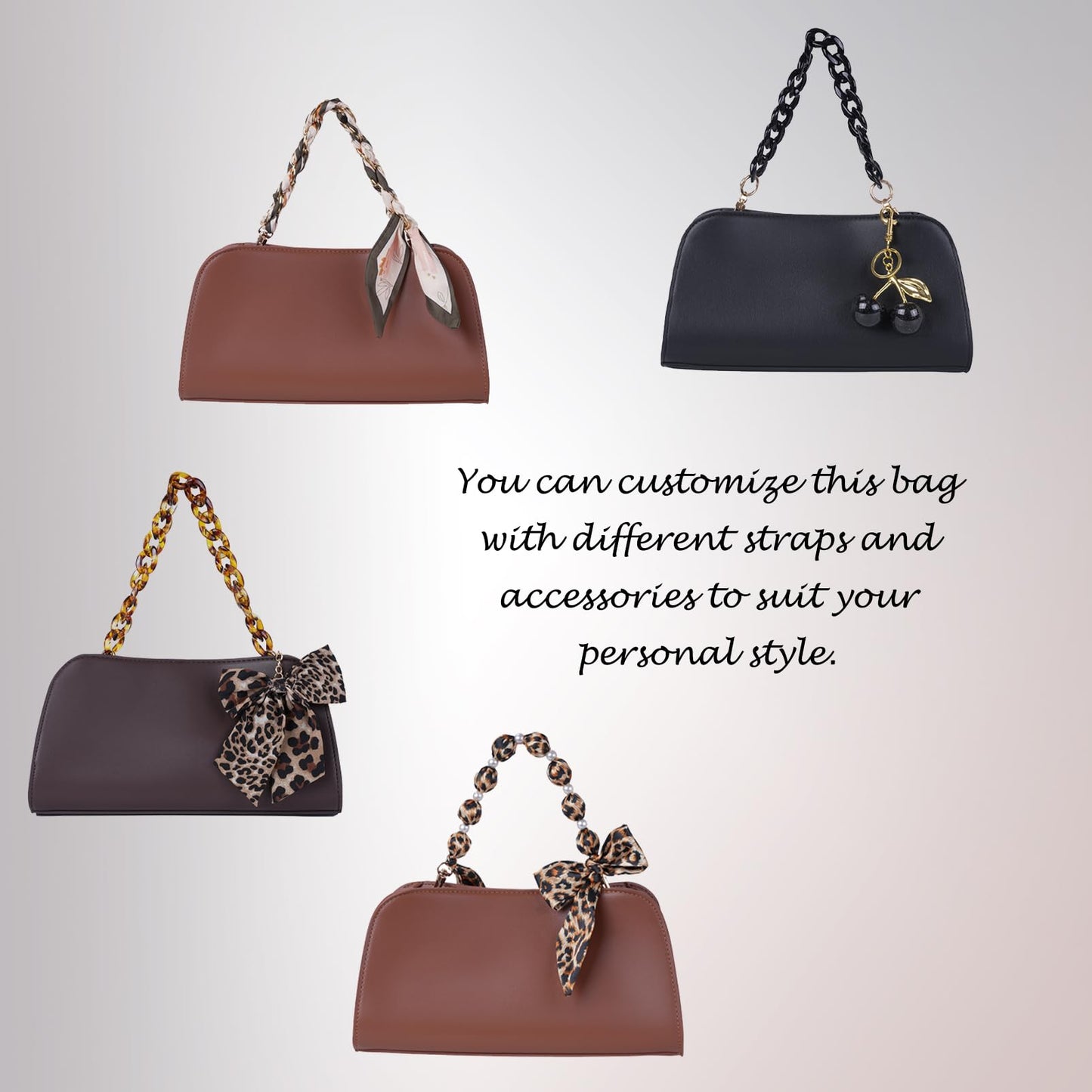 Quelis Small Leather Tote Bag，Clutch Purse with Shoulder Strap， Small Vegan Leather Handbag