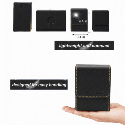 Venssu MTG Deck Box for Commander Display, Fits 100 Double Sleeved Cards, TCG Card Storage Box (Black and Yellow, 1 Window)