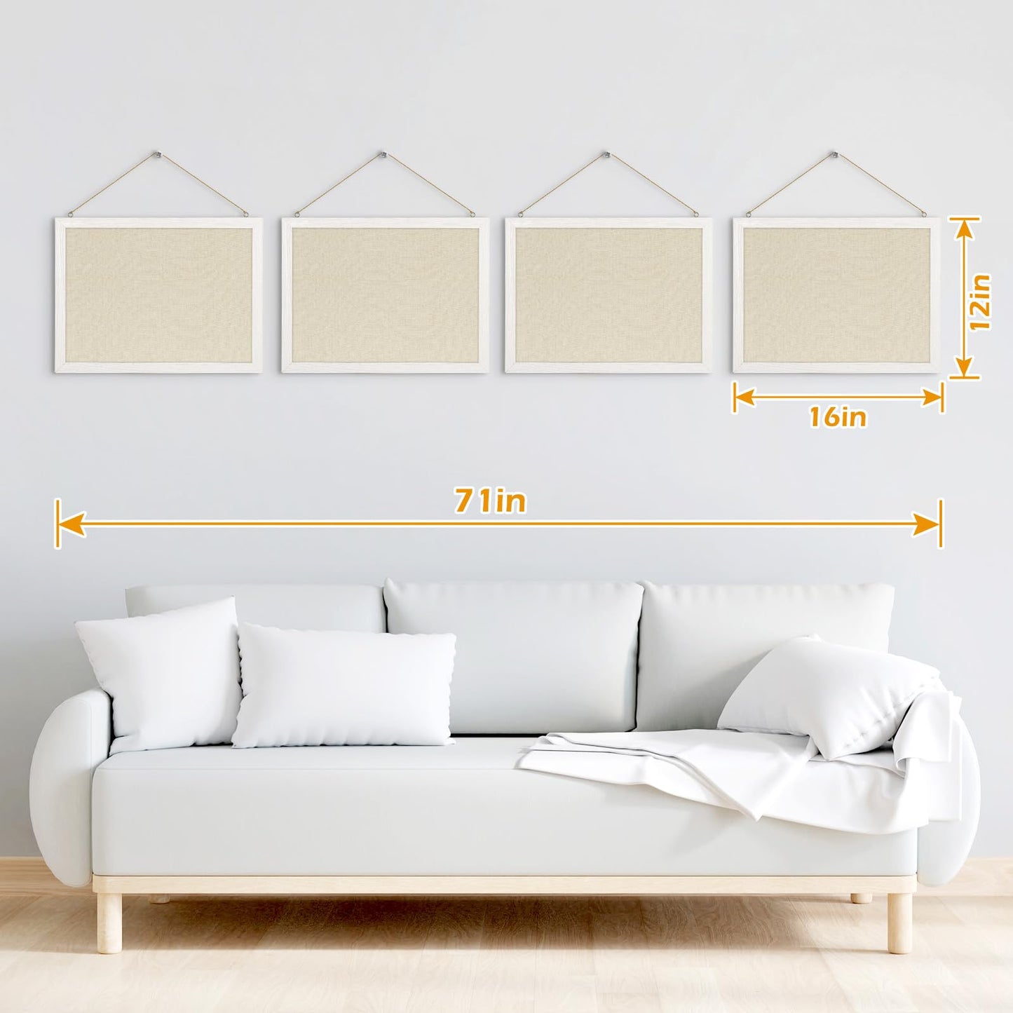DOLLAR BOSS Bulletin Boards with Linen 1-Pack 16''X 12'' Double-Sided Cork Board for Walls Wood Framed Bulletin Boards, Small Pin Board for Home Kitchen Office Decorative Hanging 10 Pushpins