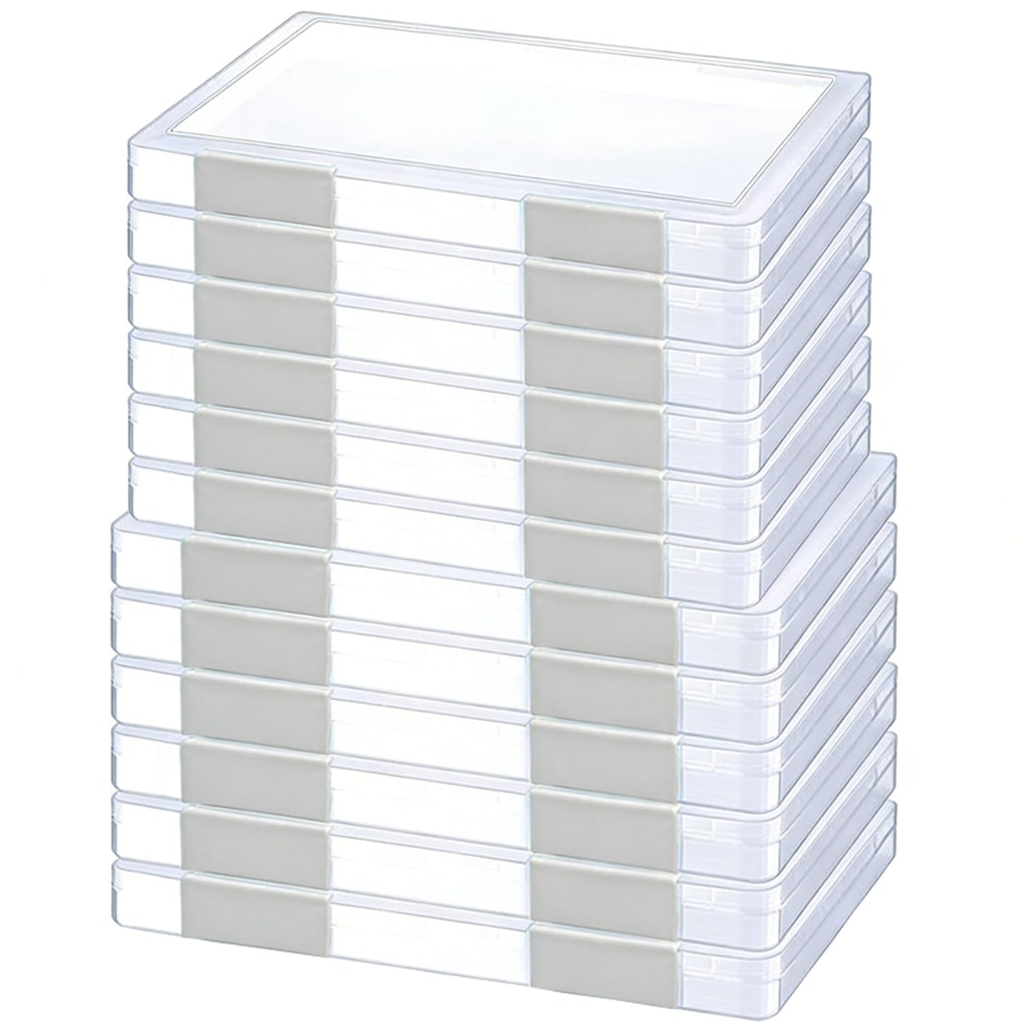 LonlyEagle 12 Pcs Clear A4 File Portable Project Case, Plastic Storage Box for 8.5" x 11" Letter Paper, Scrapbook Paper Storage Boxes Documents Magazines Holder