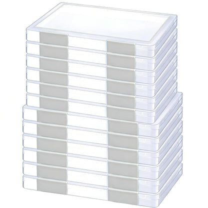 LonlyEagle 12 Pcs Clear A4 File Portable Project Case, Plastic Storage Box for 8.5" x 11" Letter Paper, Scrapbook Paper Storage Boxes Documents Magazines Holder