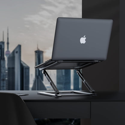 Laptop Stand for Desk - Adjustable Laptop Holder, Portable Laptop Riser with Multi-Angle Height Adjustable Computer Stand for MacBook Air/Pro and More Notebooks 10-17.3" - Grey