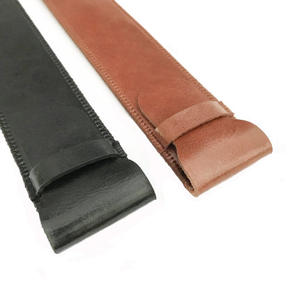 Daimay 2PCS Leather Case Holder Handmade Fountain Pouch Soft Protective Sleeve Cover for Ballpoint, Stylus Touch Pen - Black & Brown